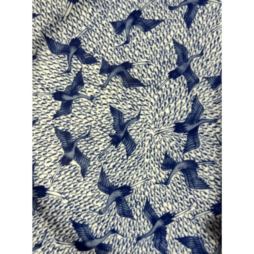 Vintage Fitz & Floyd Blue Stork Serving Platter 12” Blue White Chinoiserie 1977